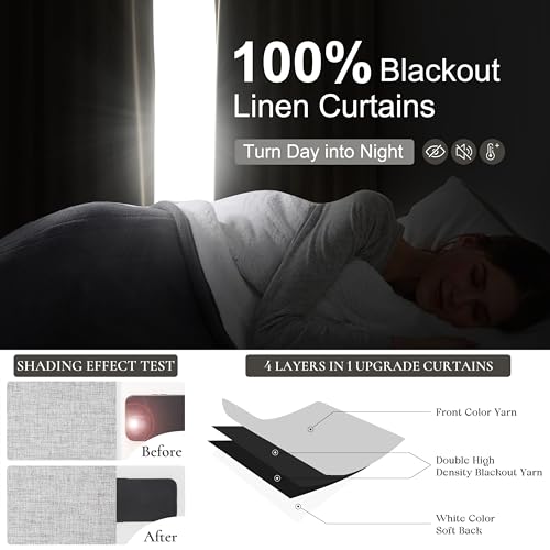 Gray 108 Inch Extra Long Curtains for Living Room 2 Panels Set
