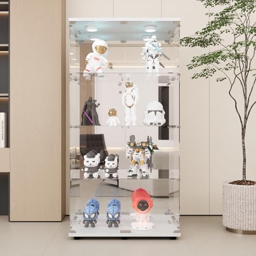 White Glass Display Cabinet with LED&Mirror