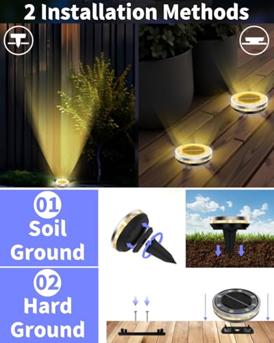 Solar Ground Lights Outdoor 12 Pack Waterproof (12 Count)