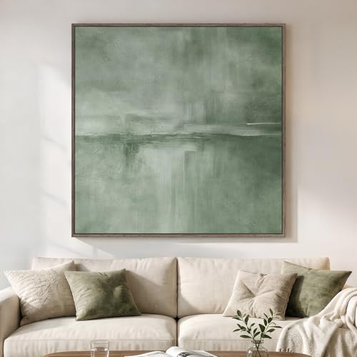Extra Large Framed Green Abstract Wall Art Decor for Living Room