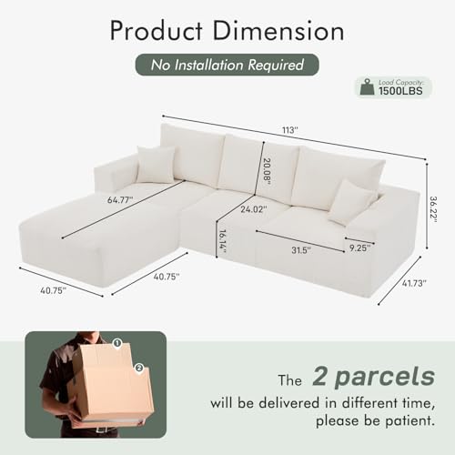 113" Modular Sectional Sofa Boneless L