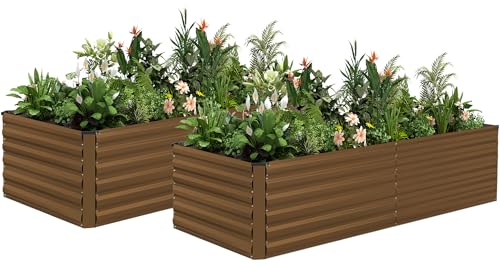 8x4x2ft Outdoor Metal Raised Garden Bed