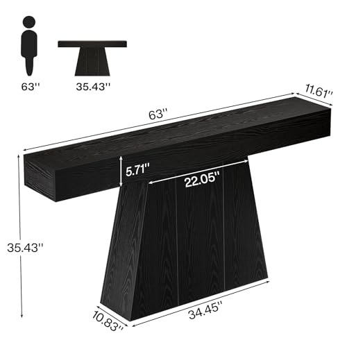 63" Black Console Table