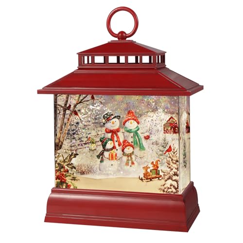 Christmas Snow Globe Lantern Water Glittering Lantern with 8 Songs & 6H Timer Romote Control Christmas Snow Globes USB & Battery Operated for Christmas Festival Decorations Gifts