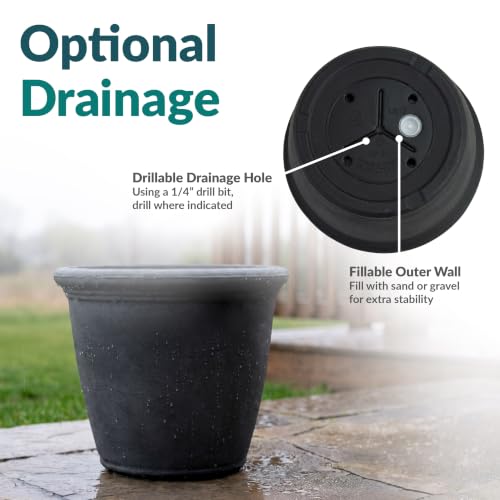 Sunnydaze Anjelica 15.25'' Large Plastic Planter Pot for Plants