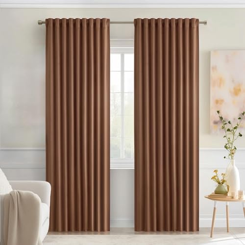 Cappuccino Brown Back Tab Blackout Curtains 52"x84" Long 2 Panel Set (2 Count)