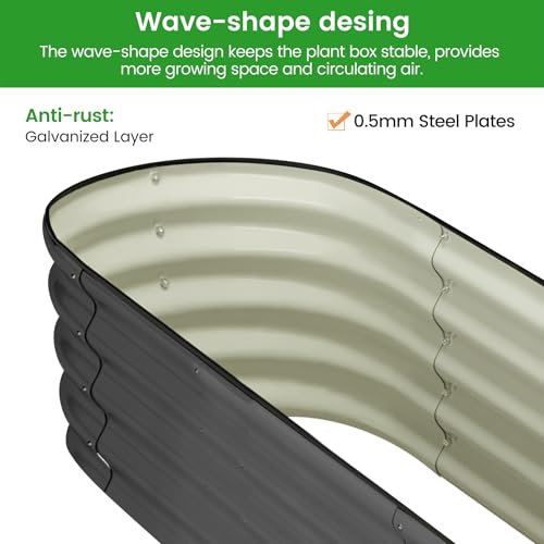 2 Pcs 4.5x2x1.5ft Oval Raised Garden Bed