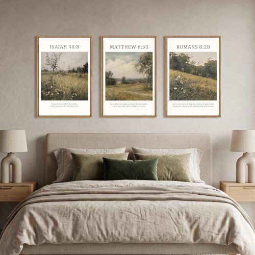 Large Bible Christian Scripture Framed Canvas Wall Art Set