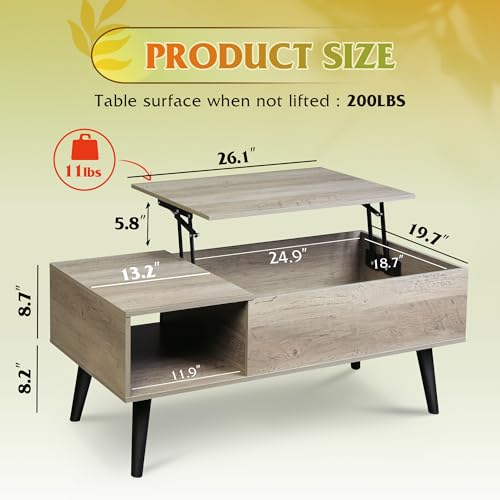 Lift Top Coffee Table with Hidden Storage