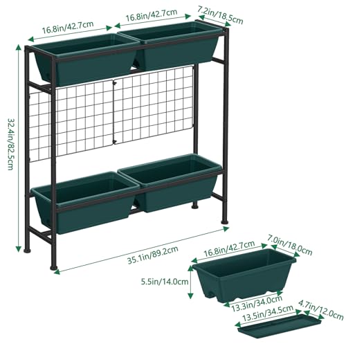Vertical Raised Garden Beds 32.4" Tall Planter Raised Beds Boxes Patio Herb Garden Planter Outdoor with Metal Fences Legs for Small Climbing Plant Gardening Vegetables Patio Balcony Porch