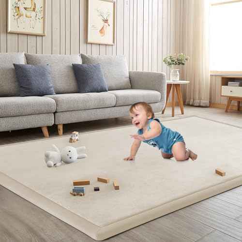 Baby Play Mat for Floor Nursery Rug Muscle Mat Area Rug Playroom Rug 74"x50" Playpen Mat Elastic Foam 1.3" Thick Crawling Mat for Babies