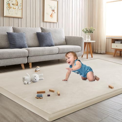 Baby Play Mat for Floor Nursery Rug Muscle Mat Area Rug Playroom Rug 47"x47" Playpen Mat Elastic Foam 1.3" Thick Crawling Mat for Babies
