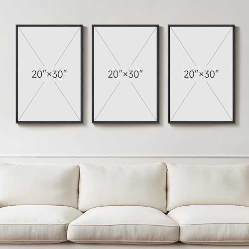 Large Framed Neutral Modern Abstract Wall Art for Living Room (3 Count)