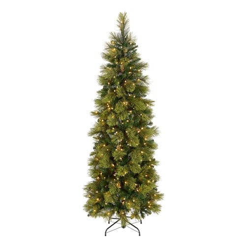 6.5ft Pre Lit Carolina Pine Slim Christmas Tree