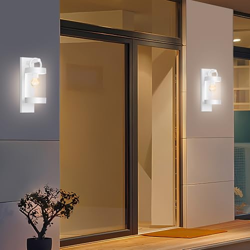 Porch Light White Dusk to Dawn Outdoor Wall Light