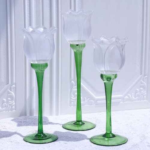 Frosted White Flower Candle Holder Set of 3 (3 Count)