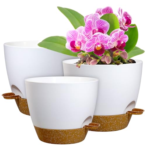 12/10/9 inch Self Watering Pots for Indoor Outdoor Plants, Set of 3 (3 Count)