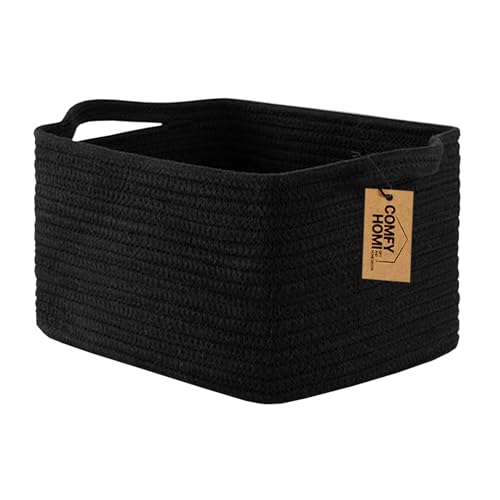 Cotton Rope Woven Basket with Handles for Shelves