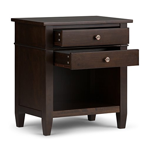 Carlton 24" Wide Solid Wood Bedside Table in Brunette Brown