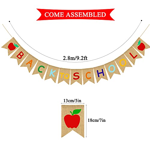 Back to School Burlap Banner First Day of School Bunting Banner Garland Classroom Home Party Decorations School Classroom Blackboard Hanging Decor Sign Schoolyard Party Supplies
