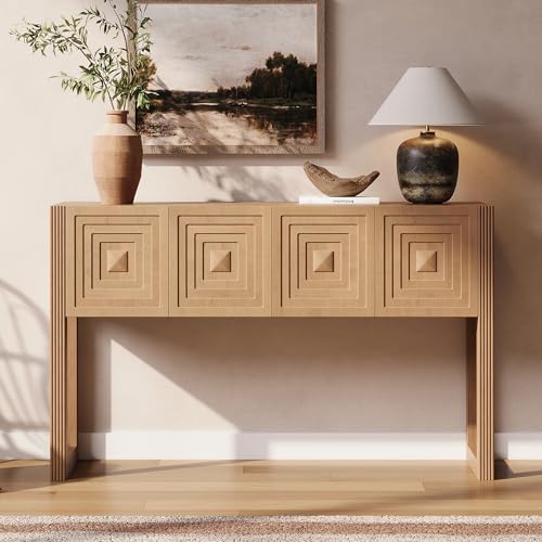 55" Carved Console Table with 3 Soft