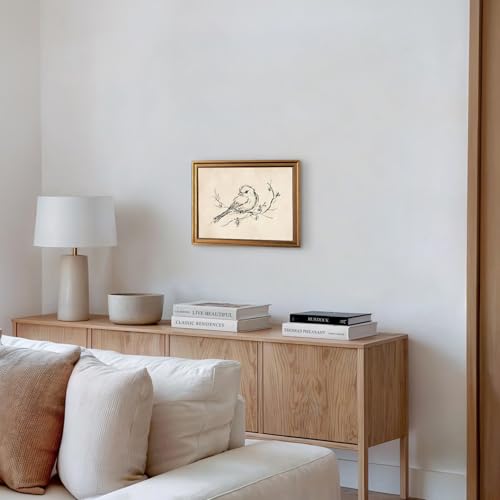 Vintage Gold Framed Bird Printing Wall Art for Living Room