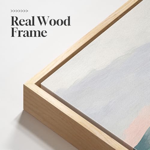 Framed Modern Neutral Green Landscape Abstract Canvas Wall Art