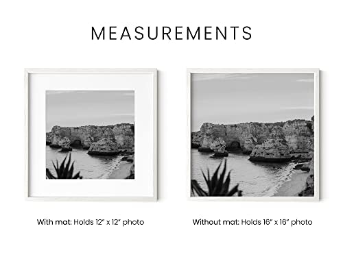 Solid Oak Wood 16”x16” Picture Frames Matted to 12”x12” Set of 4 (4 Count)