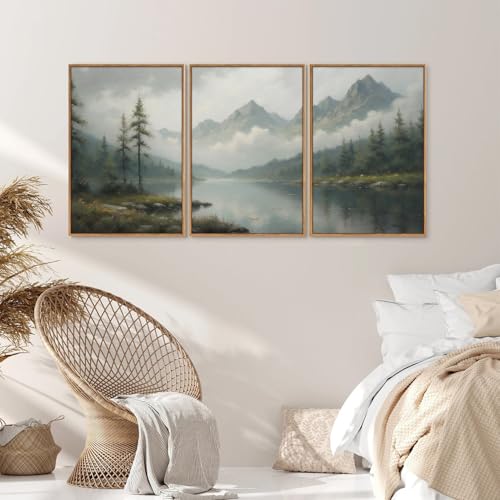 Large Green Forest Framed Canvas Wall Art Set (3 Count)