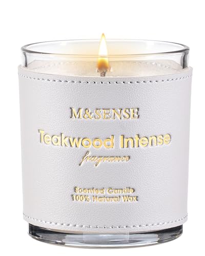 Teakwood Scented Soy Candles Leather Cover 10oz Non Toxic (10 Ounce)