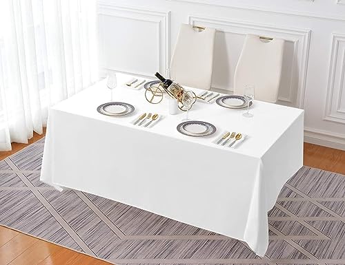10 Pack 90x156 Inch White Tablecloth for 8 Foot Rectangle Tables (10 Count)