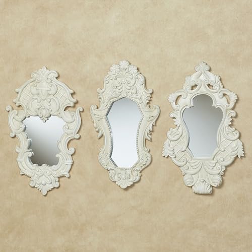 Lattice Scroll Antique White Traditional Classic Wall Mirrors (3 Count)