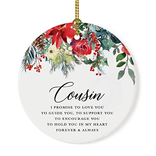 Round Ceramic Porcelain Christmas Tree Ornament Keepsake Gift for Cousins