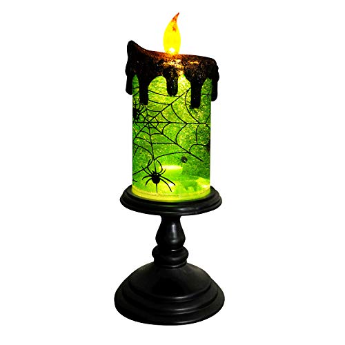 Spider Halloween Snow Globe Flameless Candle Battery Operated