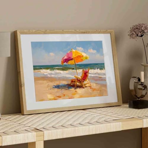 Beach Umbrella Wall Art Abstract Ocean Print Summer Beach Posters Ocean Landscape Pictures Pastel Summer Artwork Summer Sea Picture pink preppy wall art living room decor 16x24inch no frame