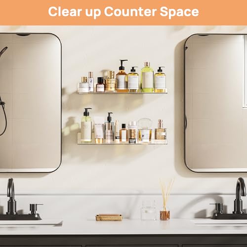 2 Pcs 15" Acrylic Shelves for Wall Display and Storage (2 Count)