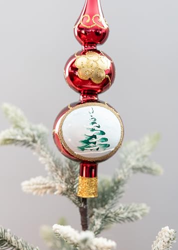 Christmas Tree Topper Mouth Blown Finial Tree Topper Midcentury Tree Topper Hand Decorated Made in Poland