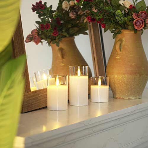 Pure White Glass Flameless Candles (3 Count)