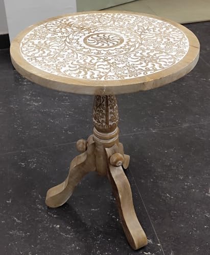 Lightnpro Lotus Circle Wooden Pedestal Pillar Table