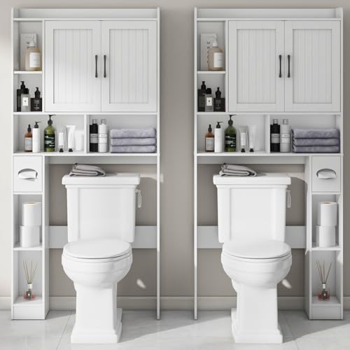 Farmhouse Over The Toilet Storage Cabinet with Barn Door
