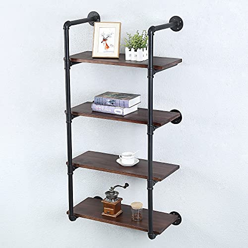 Industrial Pipe Shelves With Wood Planks