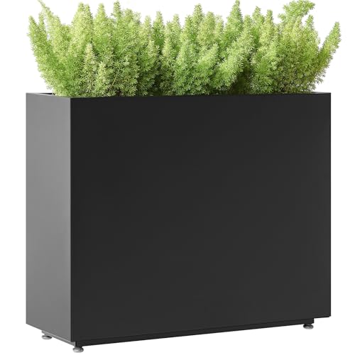 30" Tall Black Metal Planter with Middle Shelf