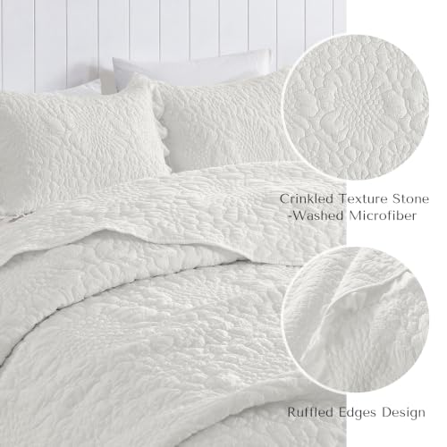 White Ruffled Quilt Queen Size