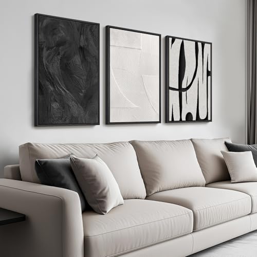 Framed Black and White Modern Abstract Wall Art set (3 Count)