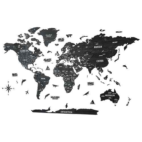 Multilayer 3D Wooden World Map