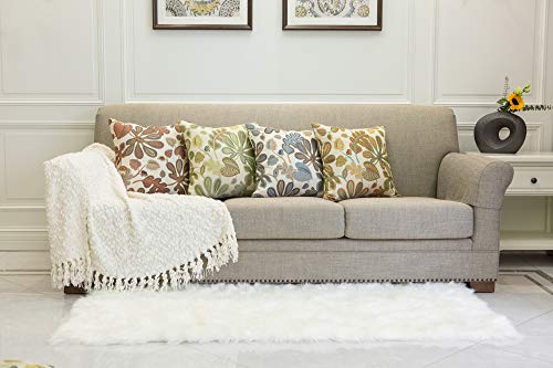 Set of 2 Jacquard Tropical Leaf Pattern Throw Pillow Covers Decorative Pillowcase 20X20 Inches (2 Count)