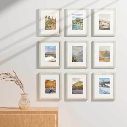 8x10 Picture Frames Set of 9 for Wall Mount & Tabletop (9 Count)