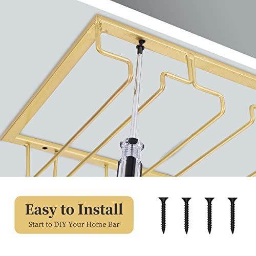 8 Row Wine Glass Rack Under Cabinet Large Capacity