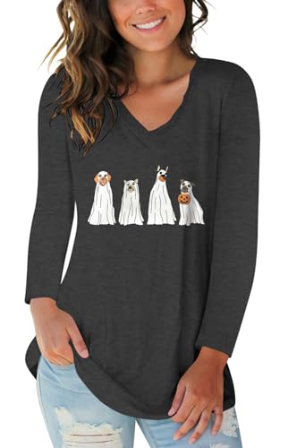 Halloween Costume Ghost Dogs Hiding Pet Lovers Womens T