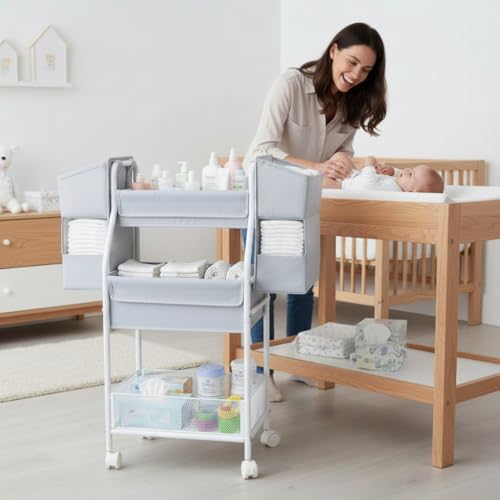 Rolling Utility Cart with Side Storage